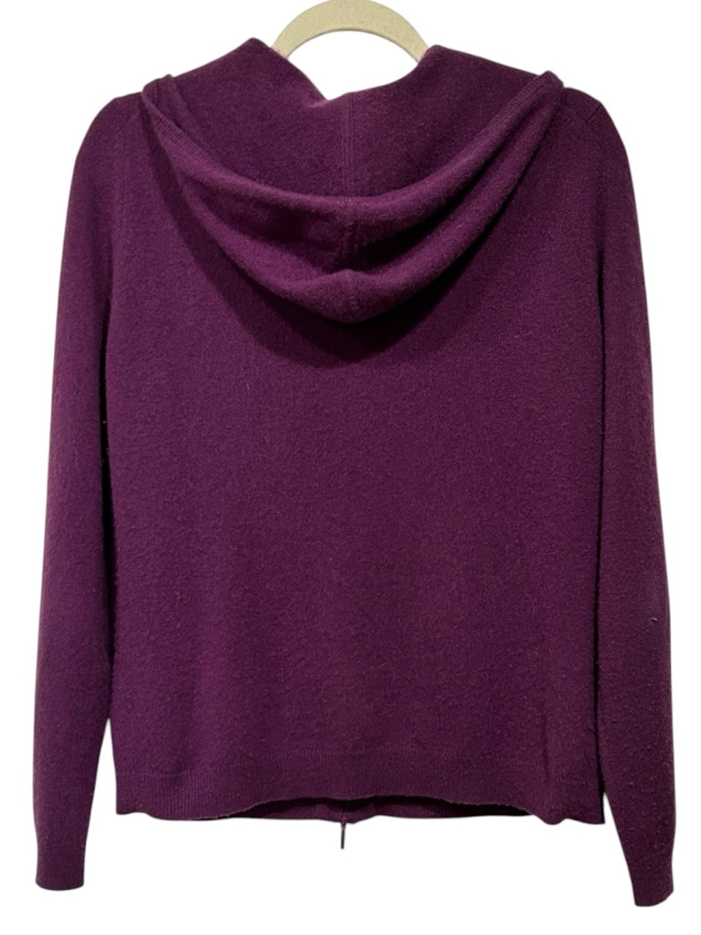 Lord & Taylor Cashmere Purple Zip-Up Hoodie Sweater Sporty Elevated Loungewear L - Picture 4 of 6